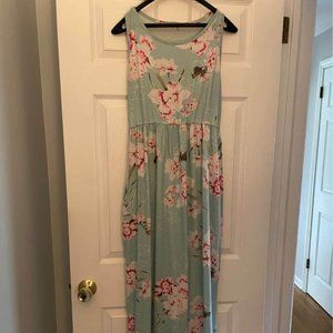 Easter Best 🐰🌸 | Size XL Baby Blue + Pink Floral Maxi (with pockets!!)